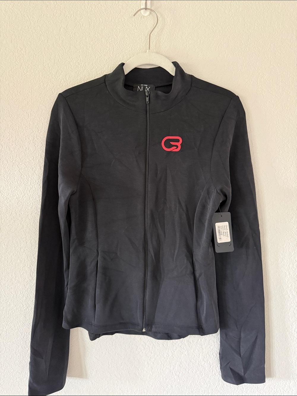 NUX Black Bomber Jacket with Red CycleBar Logo